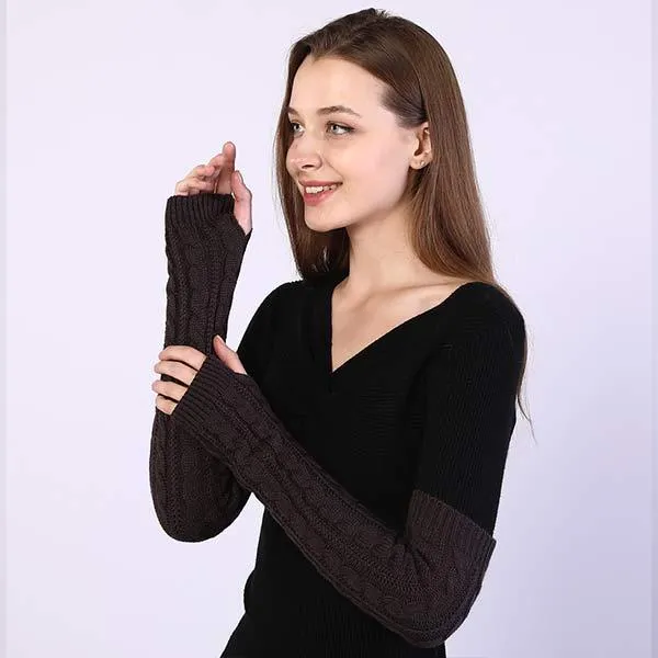 Knitted Warm Fingerless Sweater Arm Sleeves 67984687C