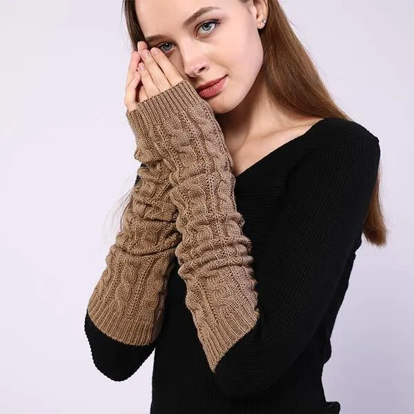 Knitted Warm Fingerless Sweater Arm Sleeves 67984687C