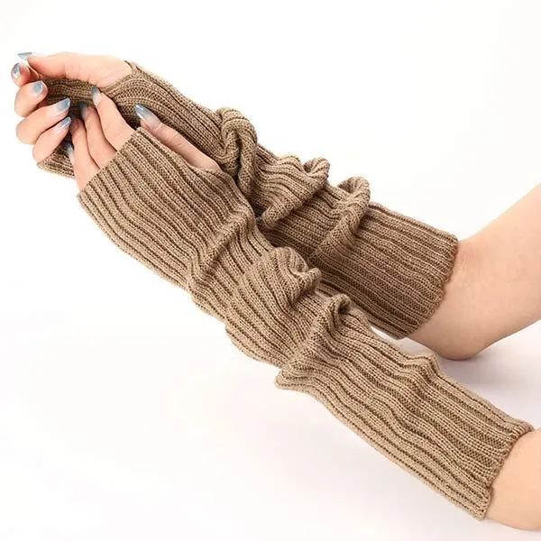 Knitted Wool Half-Finger Warm Long Gloves 26913629C