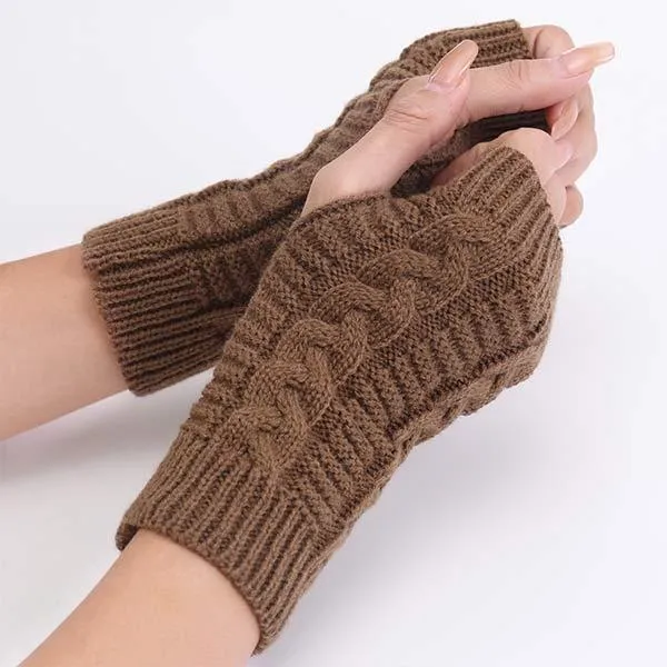 Knitted Wool Warm Half Finger Mitts 77877403C