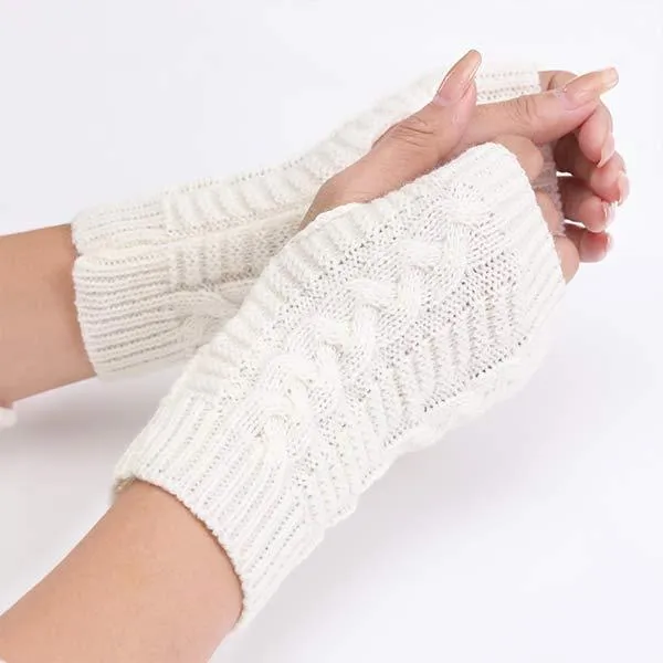 Knitted Wool Warm Half Finger Mitts 77877403C