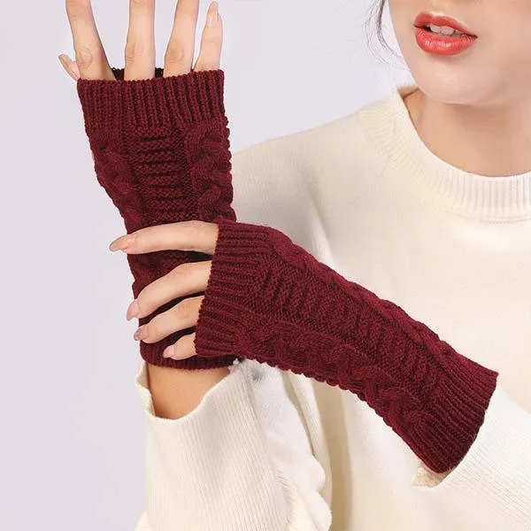 Knitted Wool Warm Half Finger Mitts 77877403C