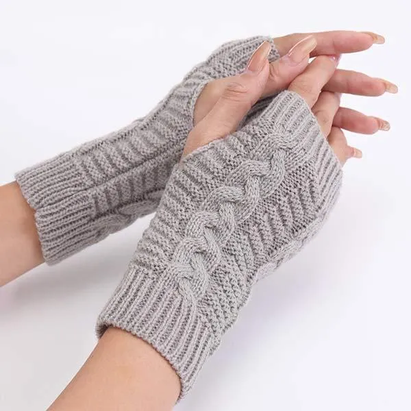 Knitted Wool Warm Half Finger Mitts 77877403C