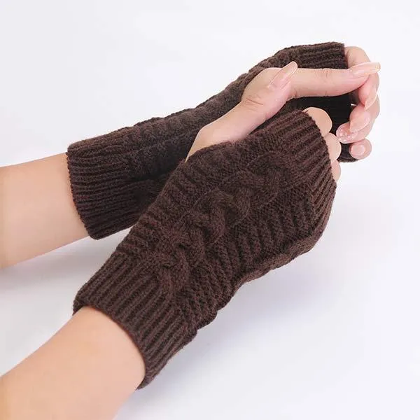 Knitted Wool Warm Half Finger Mitts 77877403C