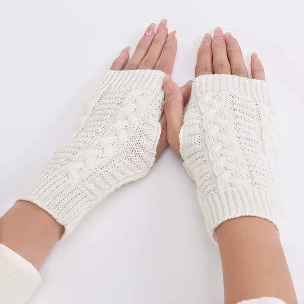 Knitted Wool Warm Half Finger Mitts 77877403C