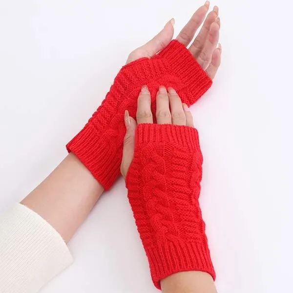 Knitted Wool Warm Half Finger Mitts 77877403C