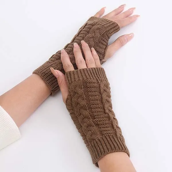 Knitted Wool Warm Half Finger Mitts 77877403C