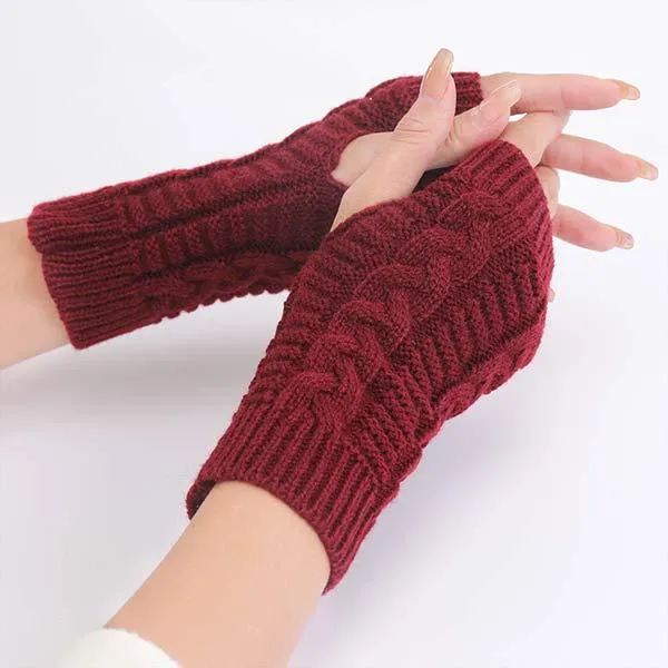 Knitted Wool Warm Half Finger Mitts 77877403C