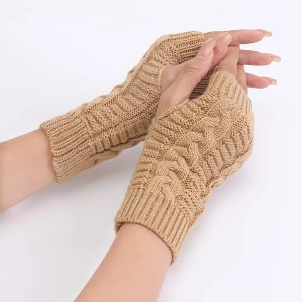 Knitted Wool Warm Half Finger Mitts 77877403C