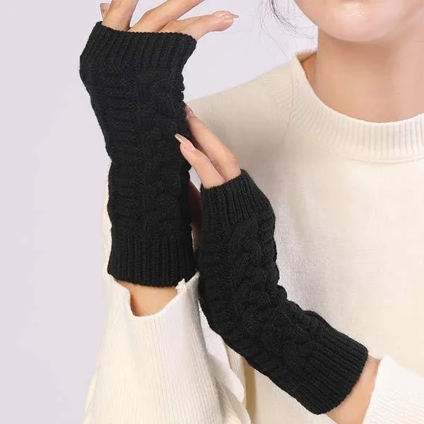 Knitted Wool Warm Half Finger Mitts 77877403C