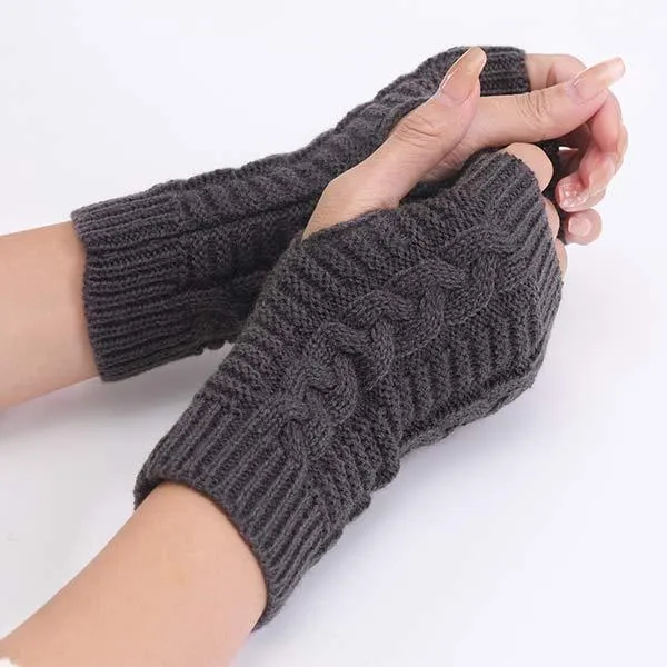 Knitted Wool Warm Half Finger Mitts 77877403C