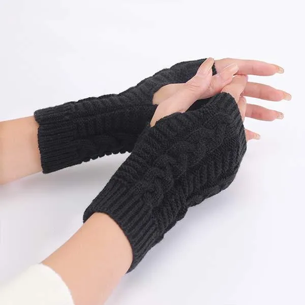 Knitted Wool Warm Half Finger Mitts 77877403C