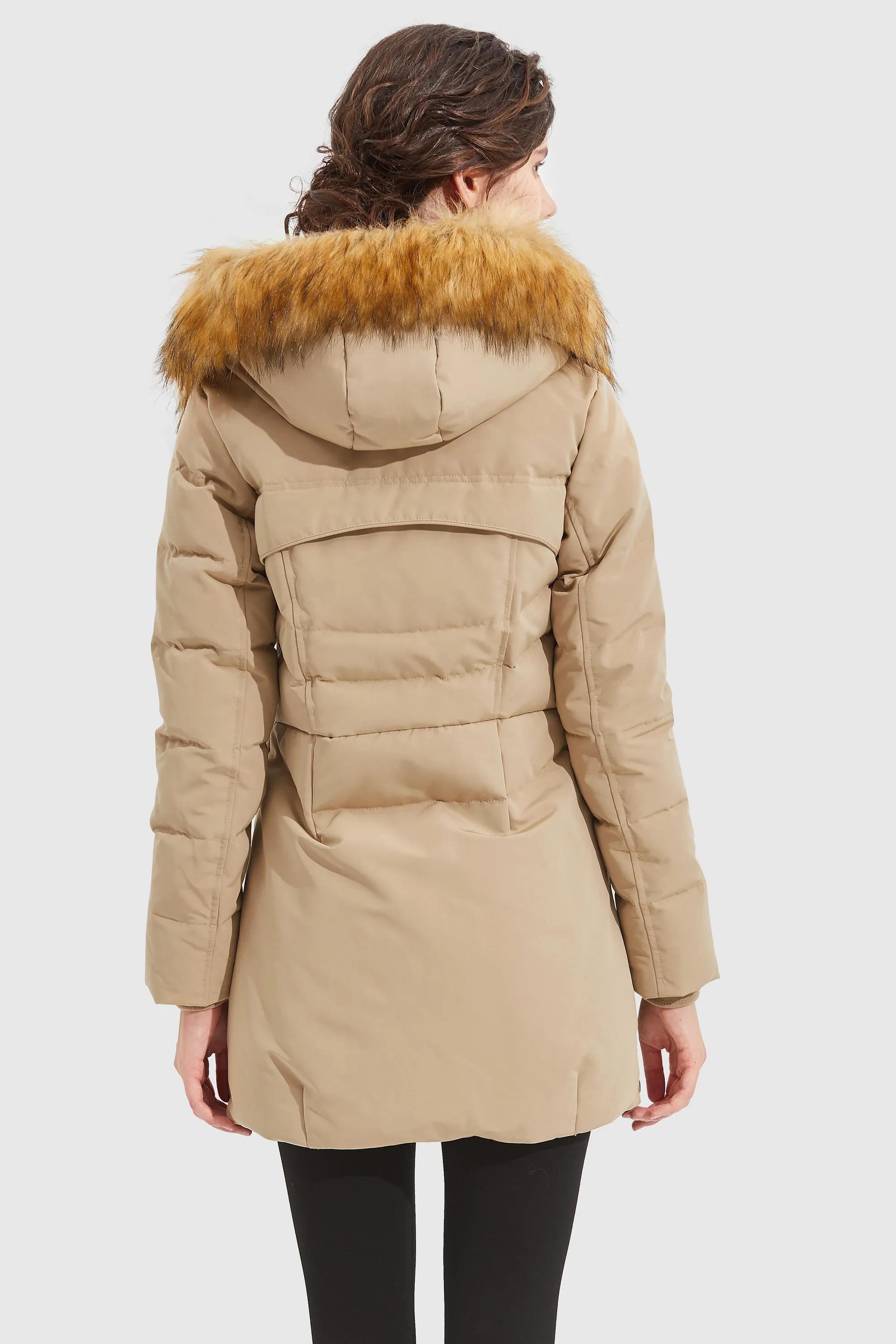 Light Down Jacket Fur Trim Hooded Coat