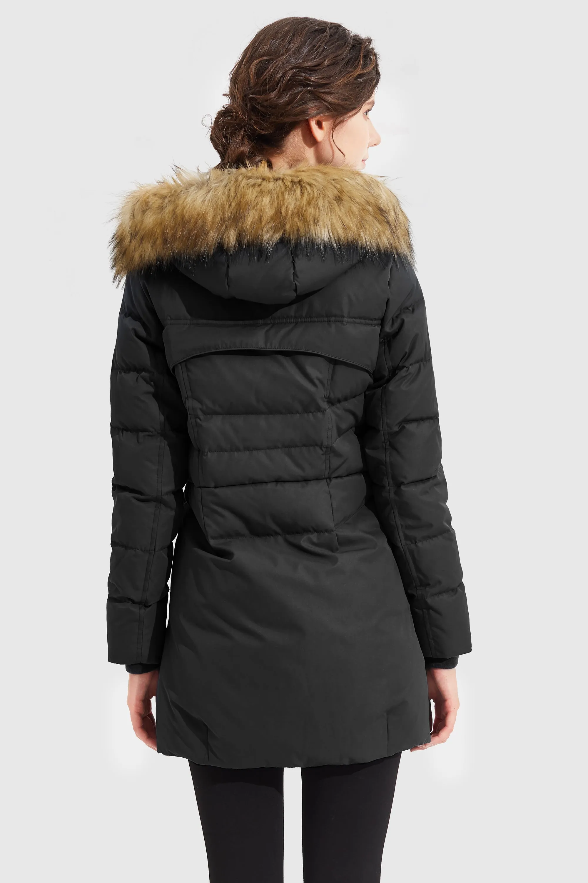 Light Down Jacket Fur Trim Hooded Coat