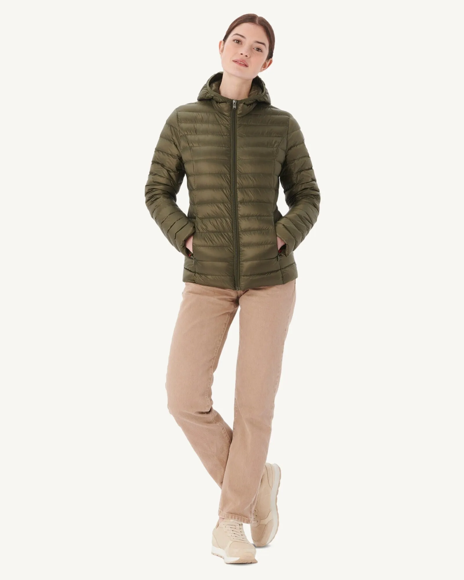 Lightweight hooded down jacket Army Cloe