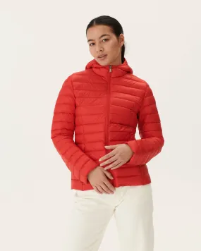 Lightweight hooded down jacket Fire red Cloe