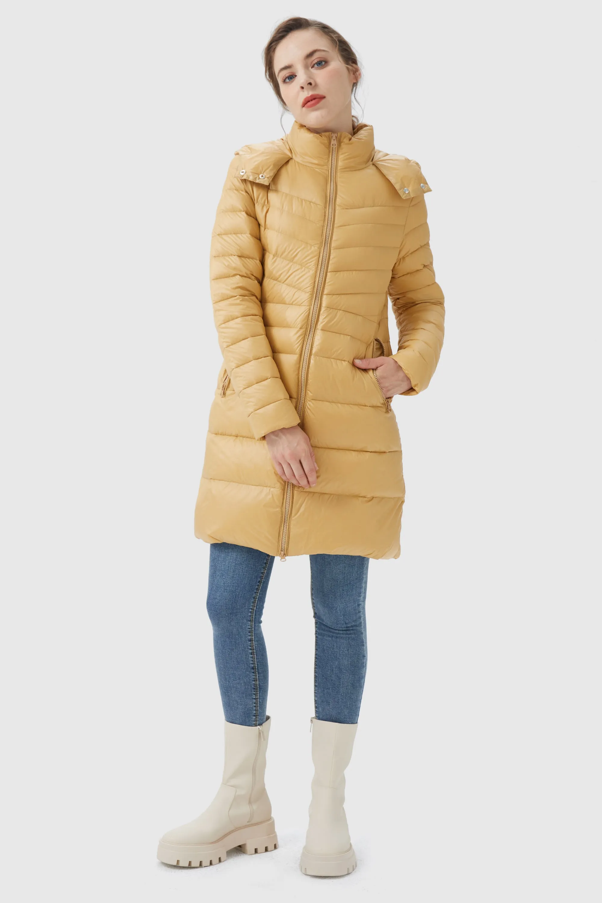 Long Glossy Easy to Carry Light Down Jacket