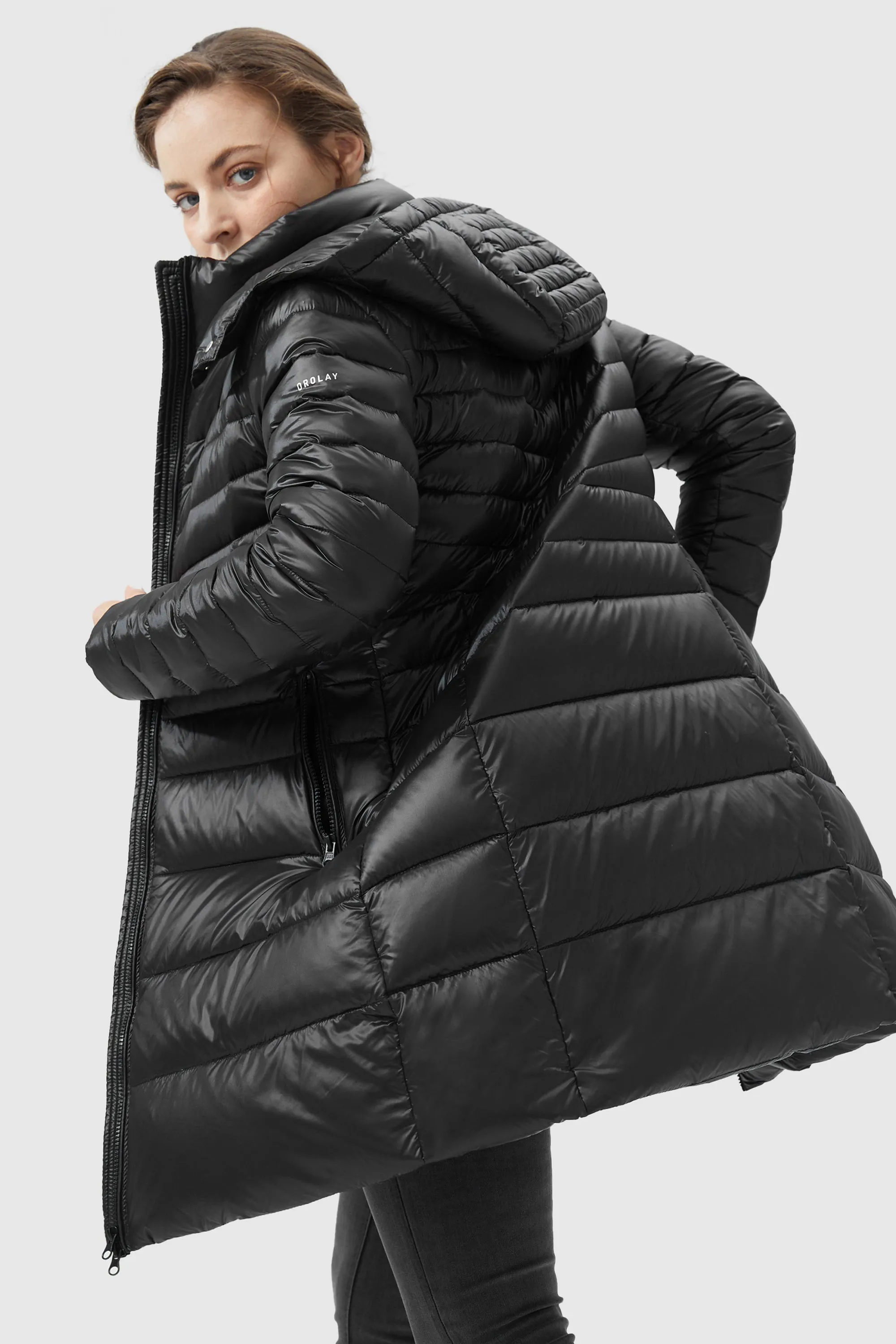 Long Glossy Easy to Carry Light Down Jacket