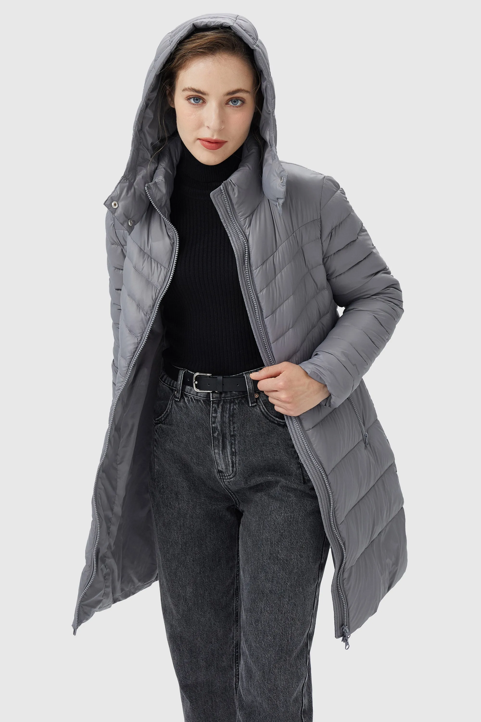 Long Glossy Easy to Carry Light Down Jacket