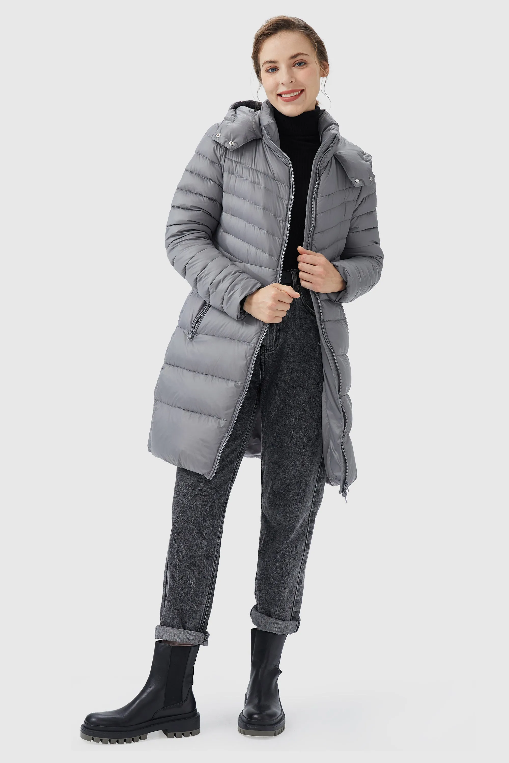 Long Glossy Easy to Carry Light Down Jacket