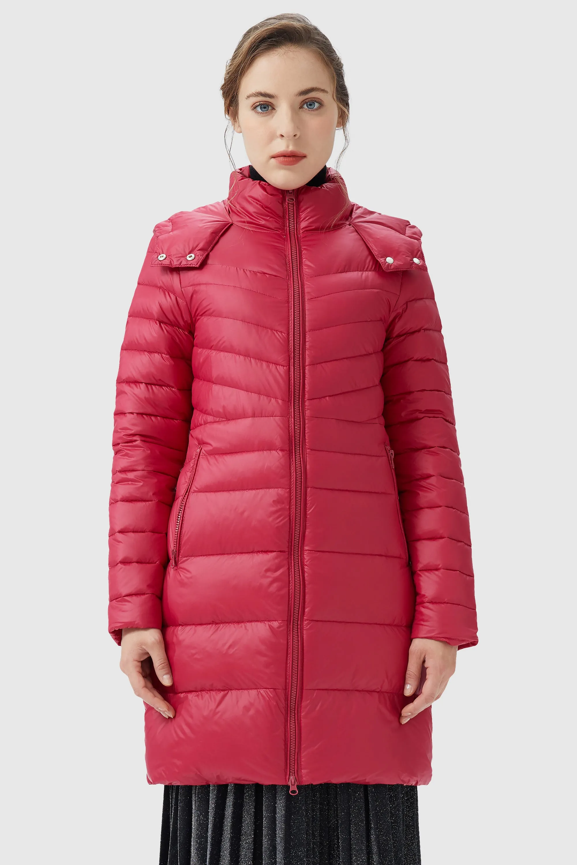 Long Glossy Easy to Carry Light Down Jacket