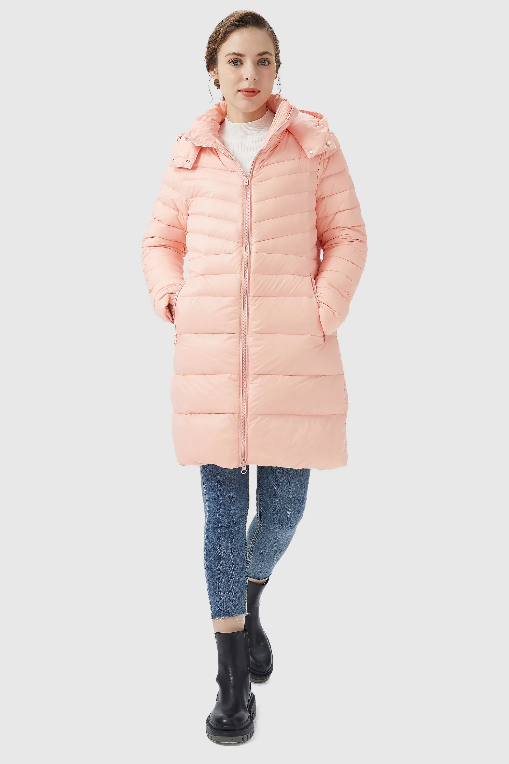 Long Glossy Easy to Carry Light Down Jacket