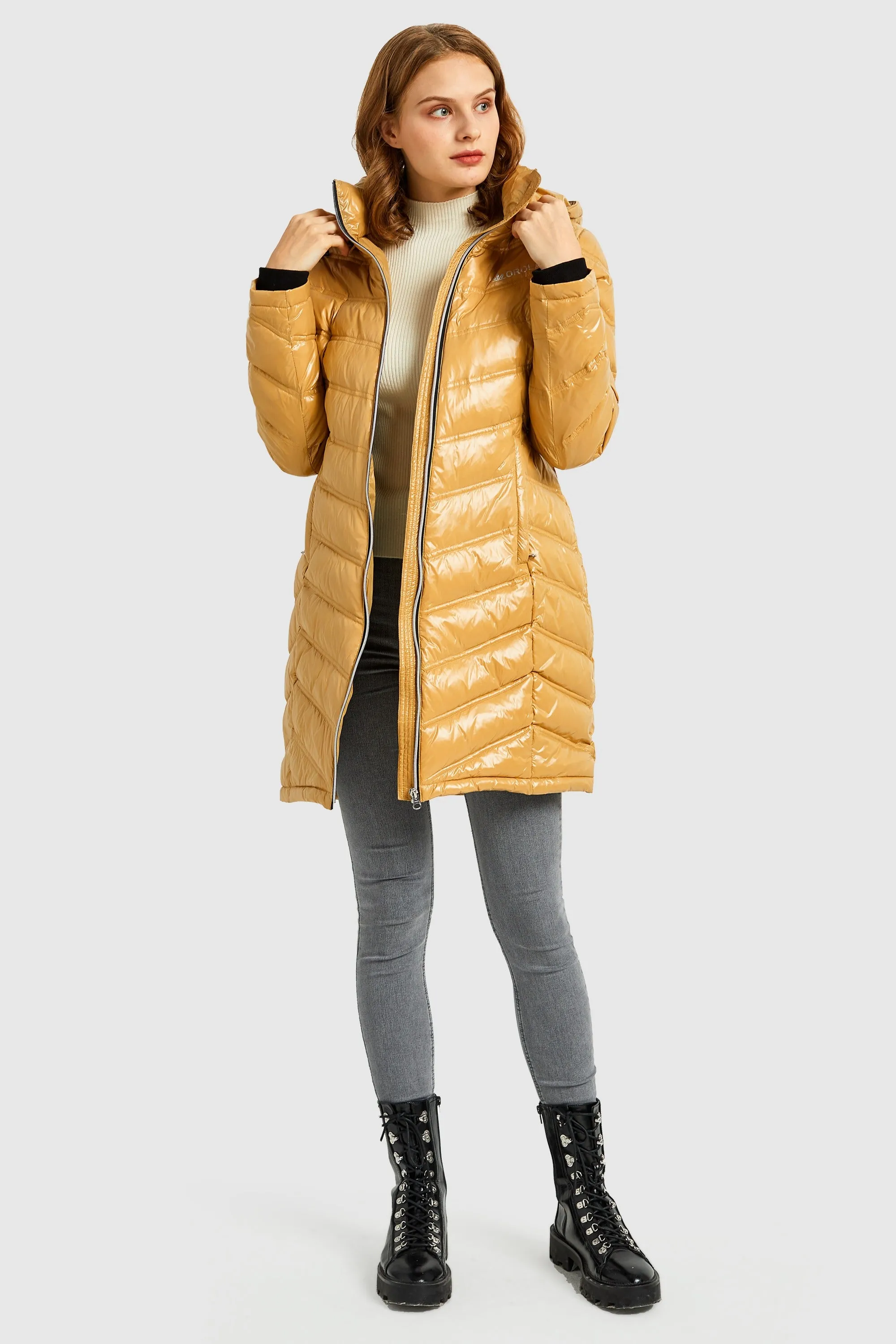 Long Quilted Hooded Puffer Down Jacket