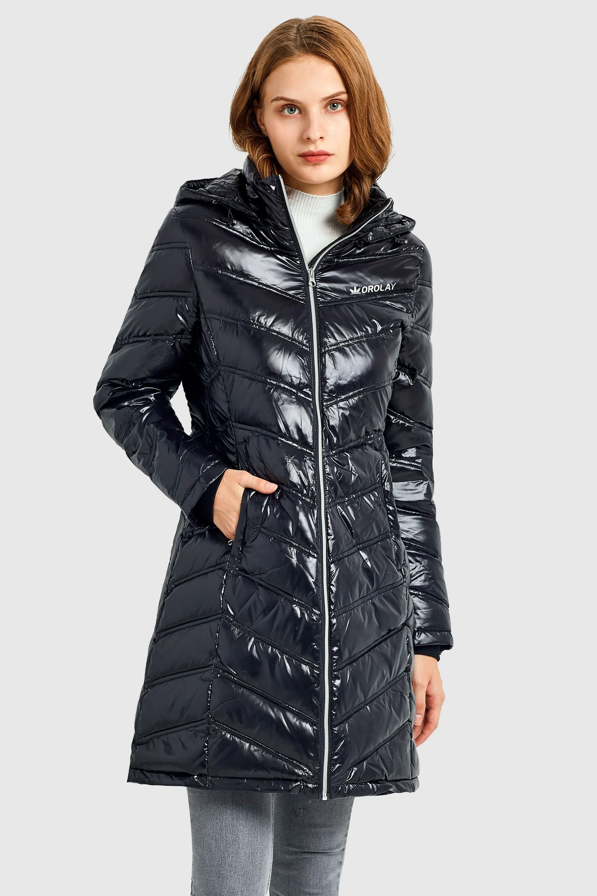 Long Quilted Hooded Puffer Down Jacket