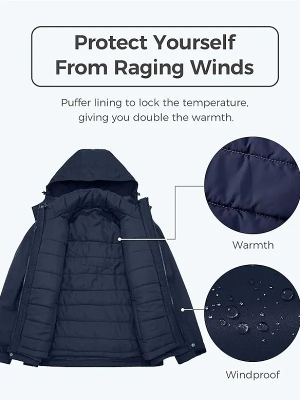 Men's 3-in-1 Down Jacket Waterproof Warm Winter Coat Ski Jacket Alpine Pro Down