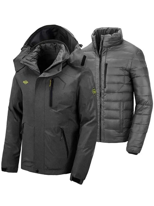 Men's 3-in-1 Down Jacket Waterproof Warm Winter Coat Ski Jacket Alpine Pro Down