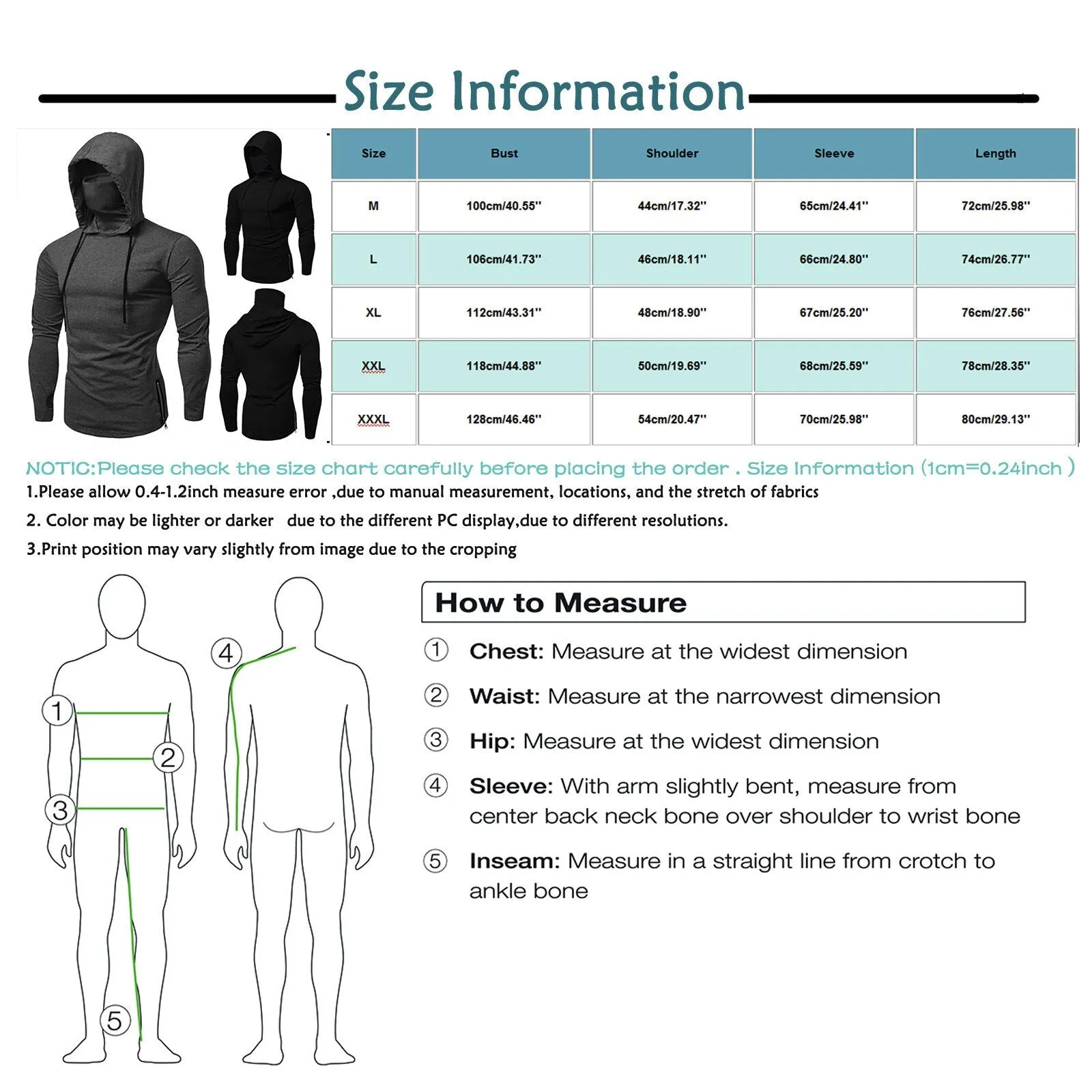 Mens Hoodie Gym Thin Long Sleeve Hoodies With Mask Sweatshirt Casual Splice Large Open-Forked Mask Hoodie Sweatshirt Hooded Tops