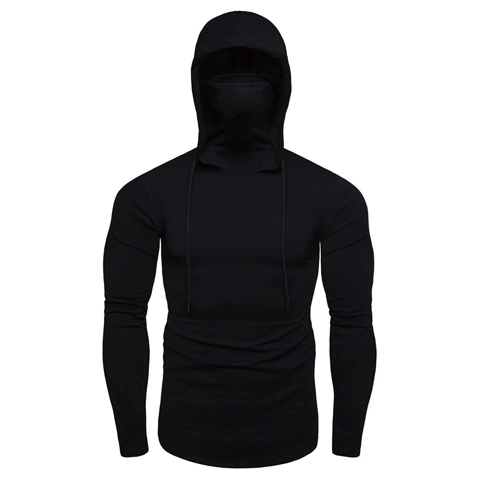 Mens Hoodie Gym Thin Long Sleeve Hoodies With Mask Sweatshirt Casual Splice Large Open-Forked Mask Hoodie Sweatshirt Hooded Tops