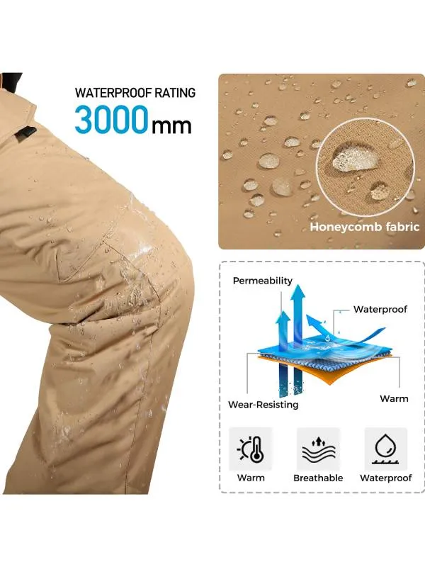 Men's Waterproof Ski Pants Warm Insulated Snow Outdoor Cargo Pants