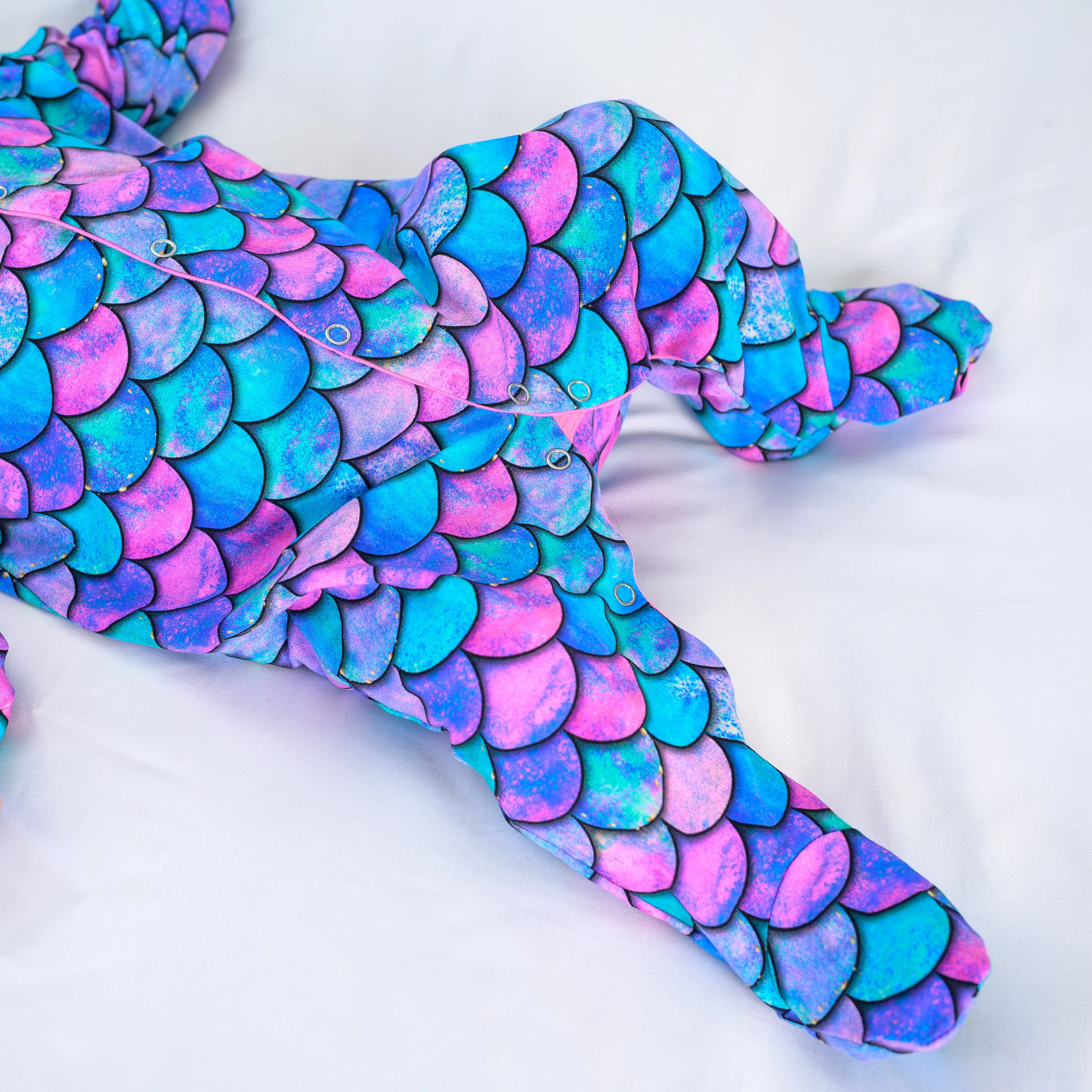 Mermaid print cotton sleepsuit