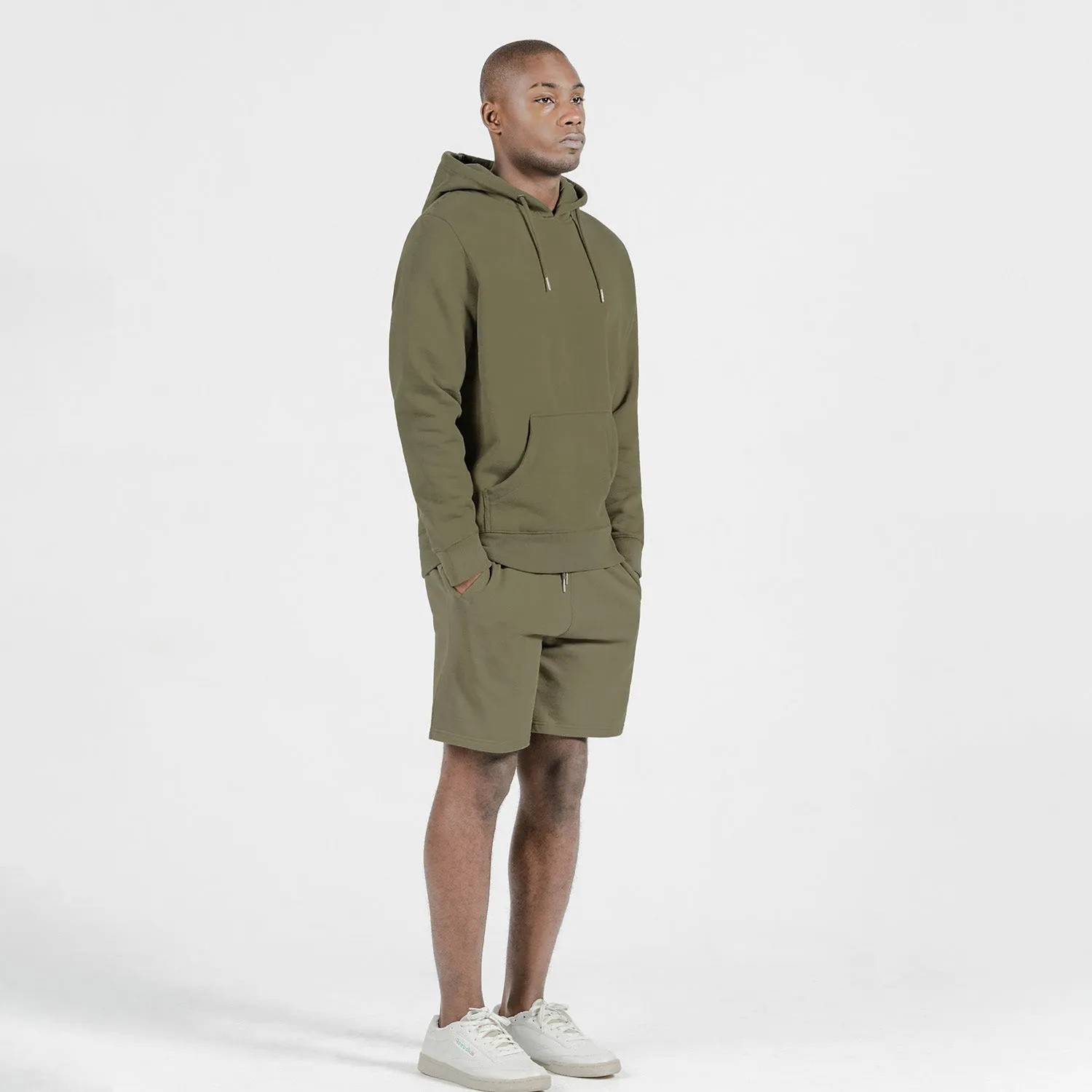 Military Olive Organic Cotton Hooded Sweatshirt