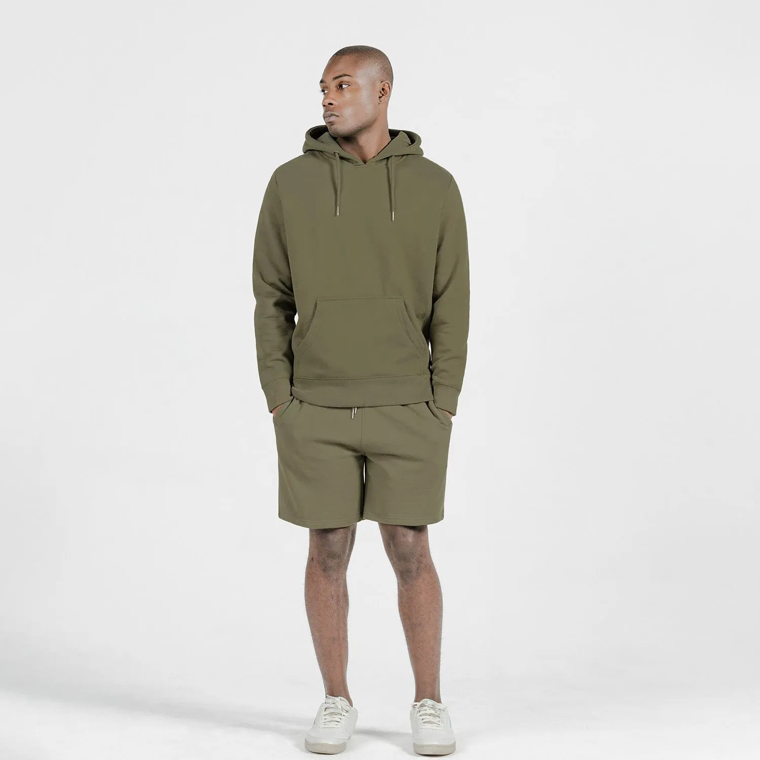 Military Olive Organic Cotton Hooded Sweatshirt