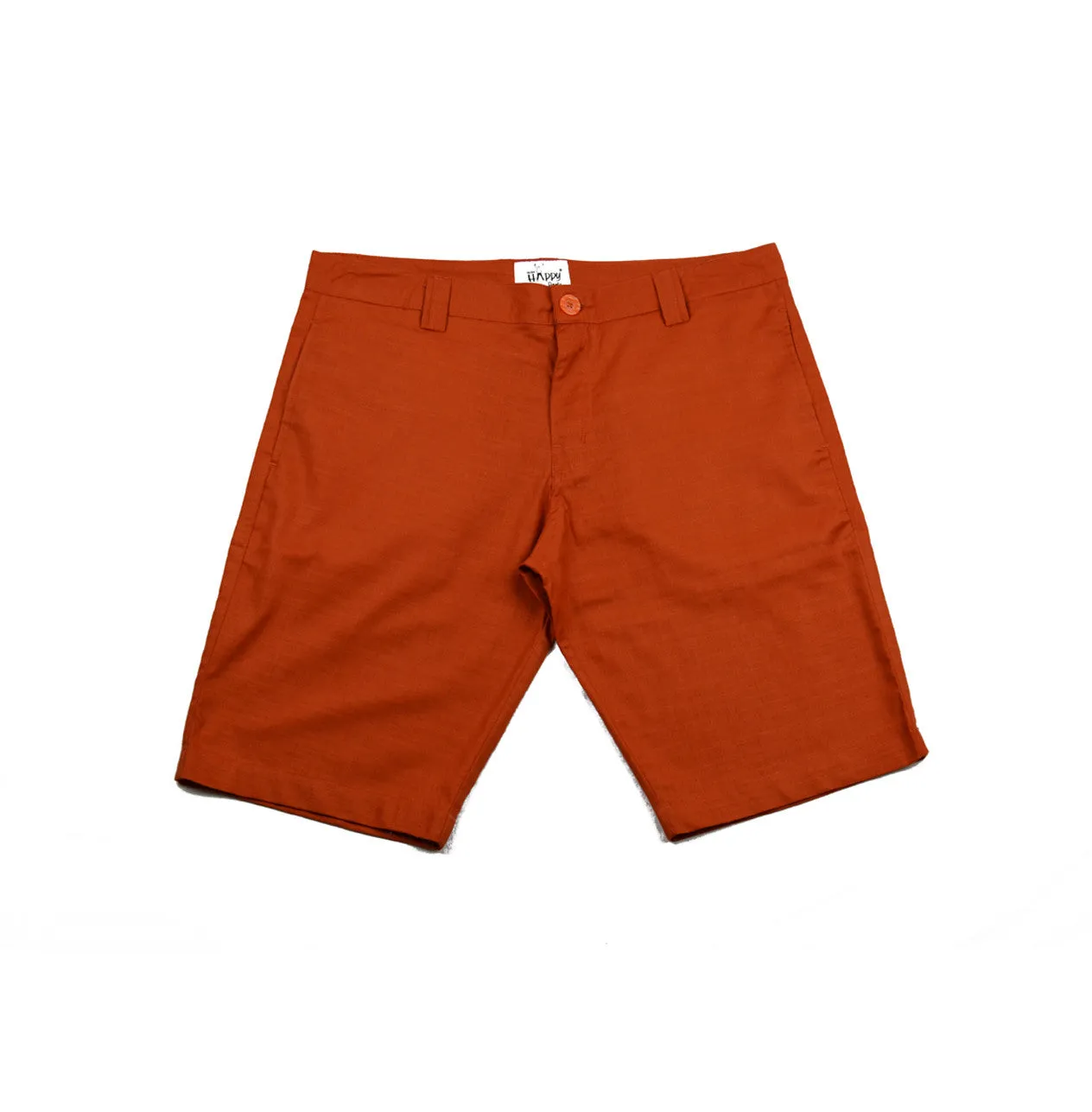 Orange Cotton Casual Shorts