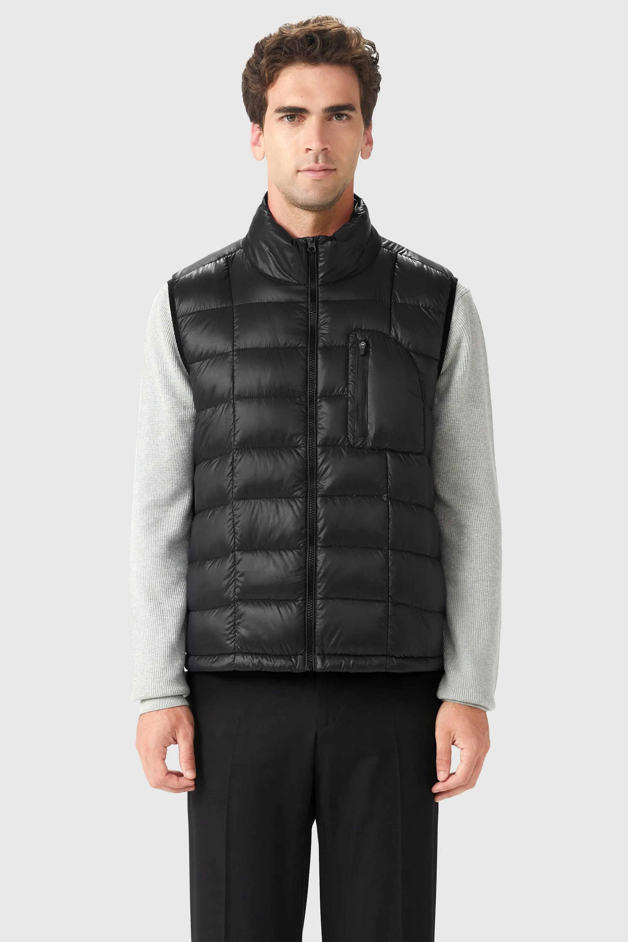 Packable Winter Vest with Stand Collar