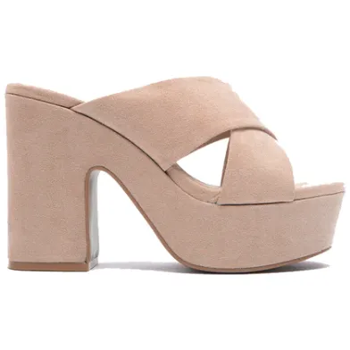 Qupid Evie Warm Taupe X Band Sandal Platform