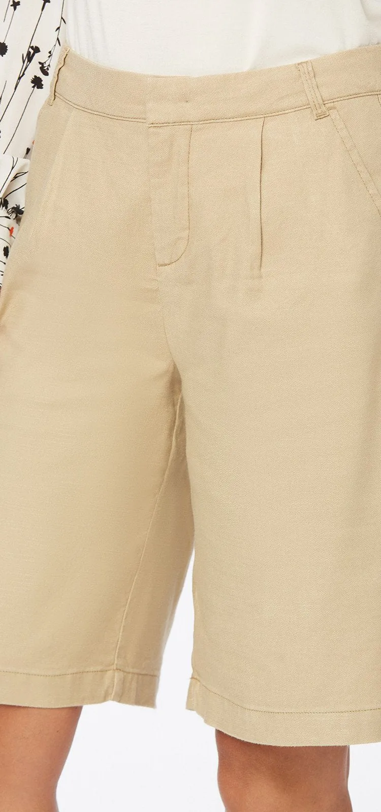 Relaxed Bermuda Short Beige Stretch Linnen | Warm Sand