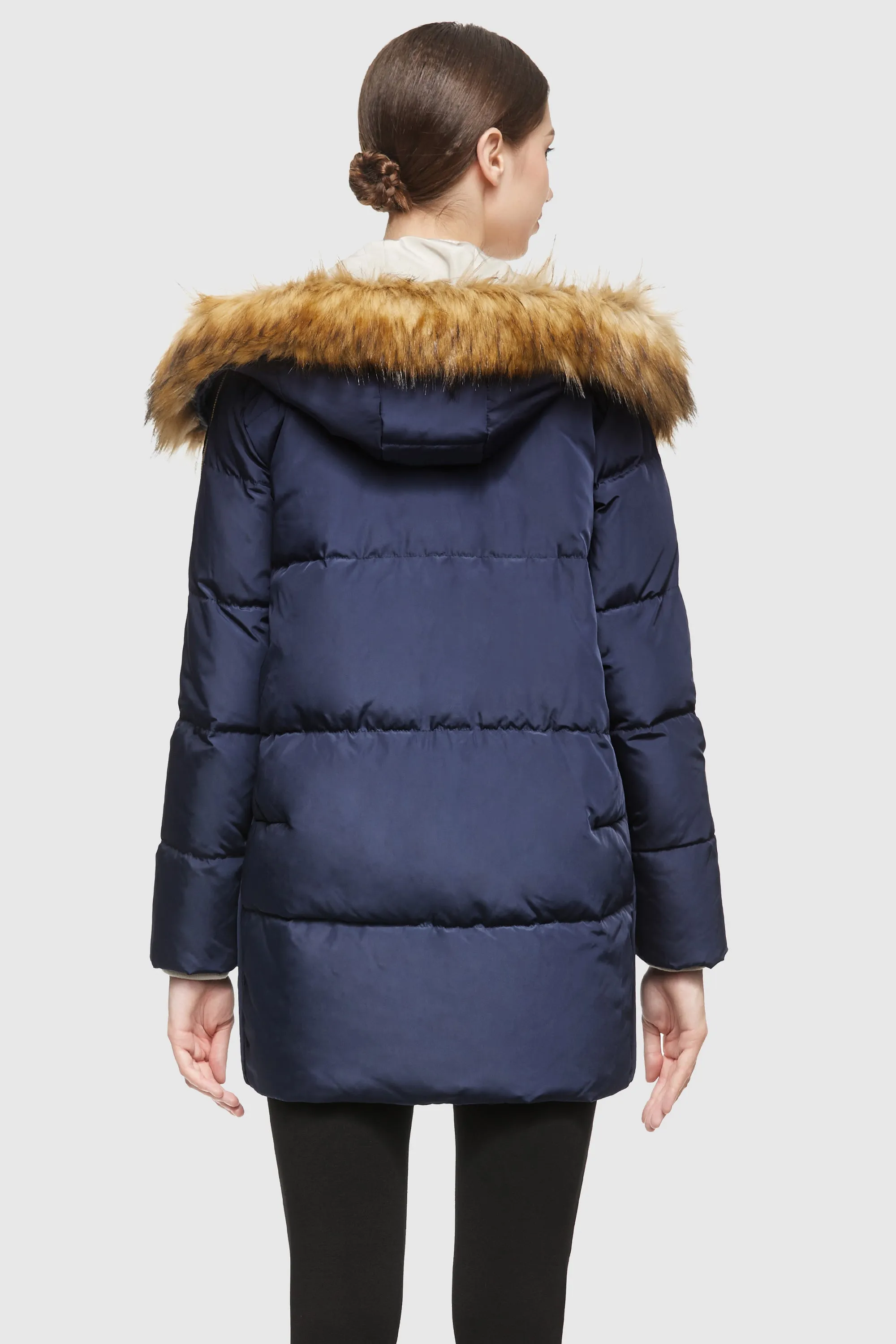 Removable Fur Large Pockets Down Jacket