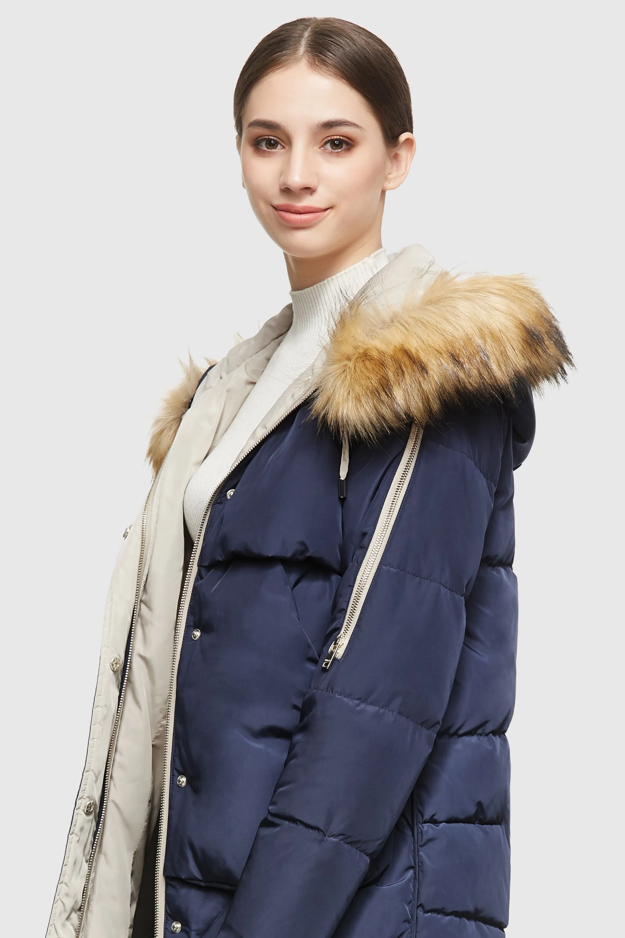 Removable Fur Large Pockets Down Jacket