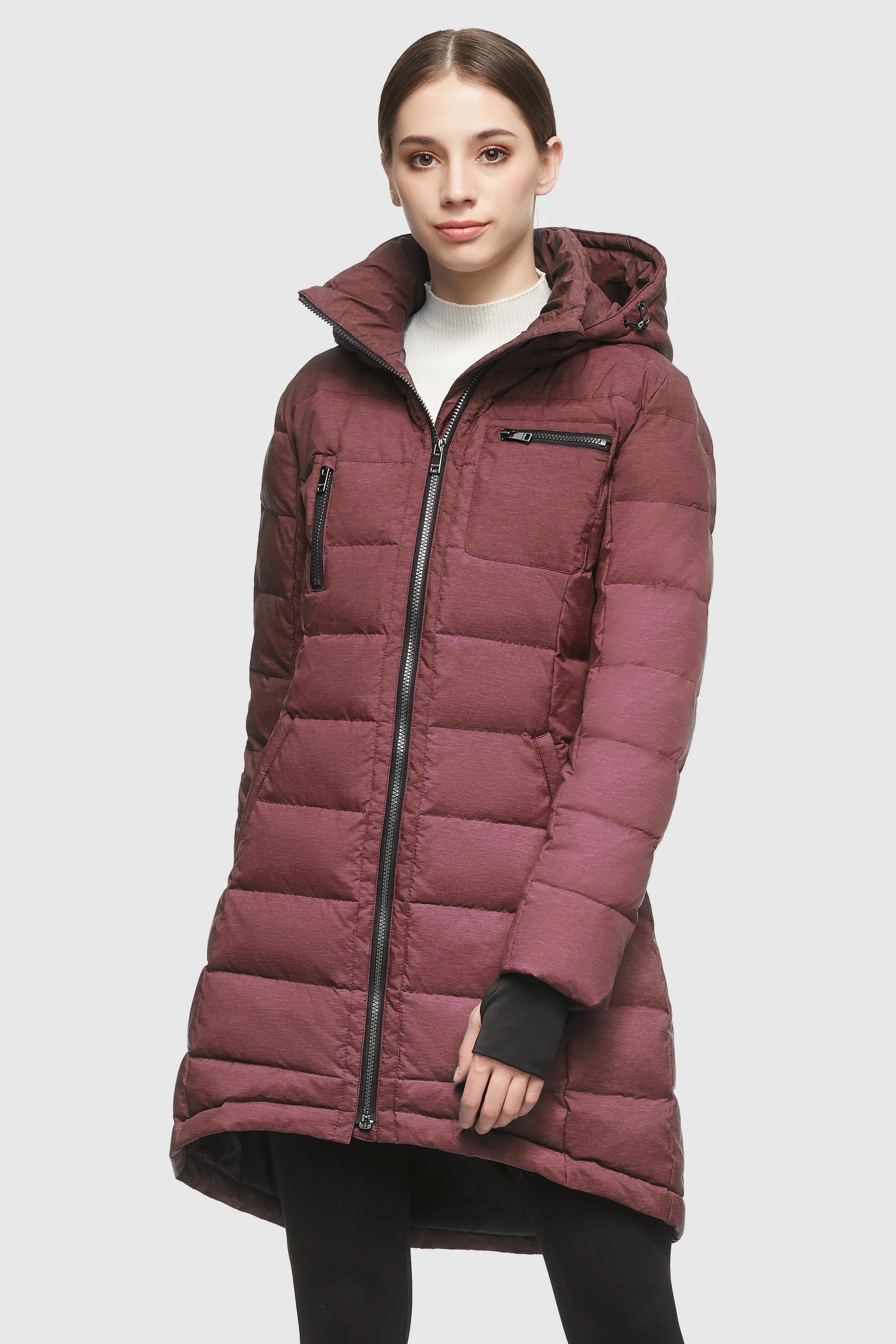 Slant Pocket Zip up Puffer Down Coat