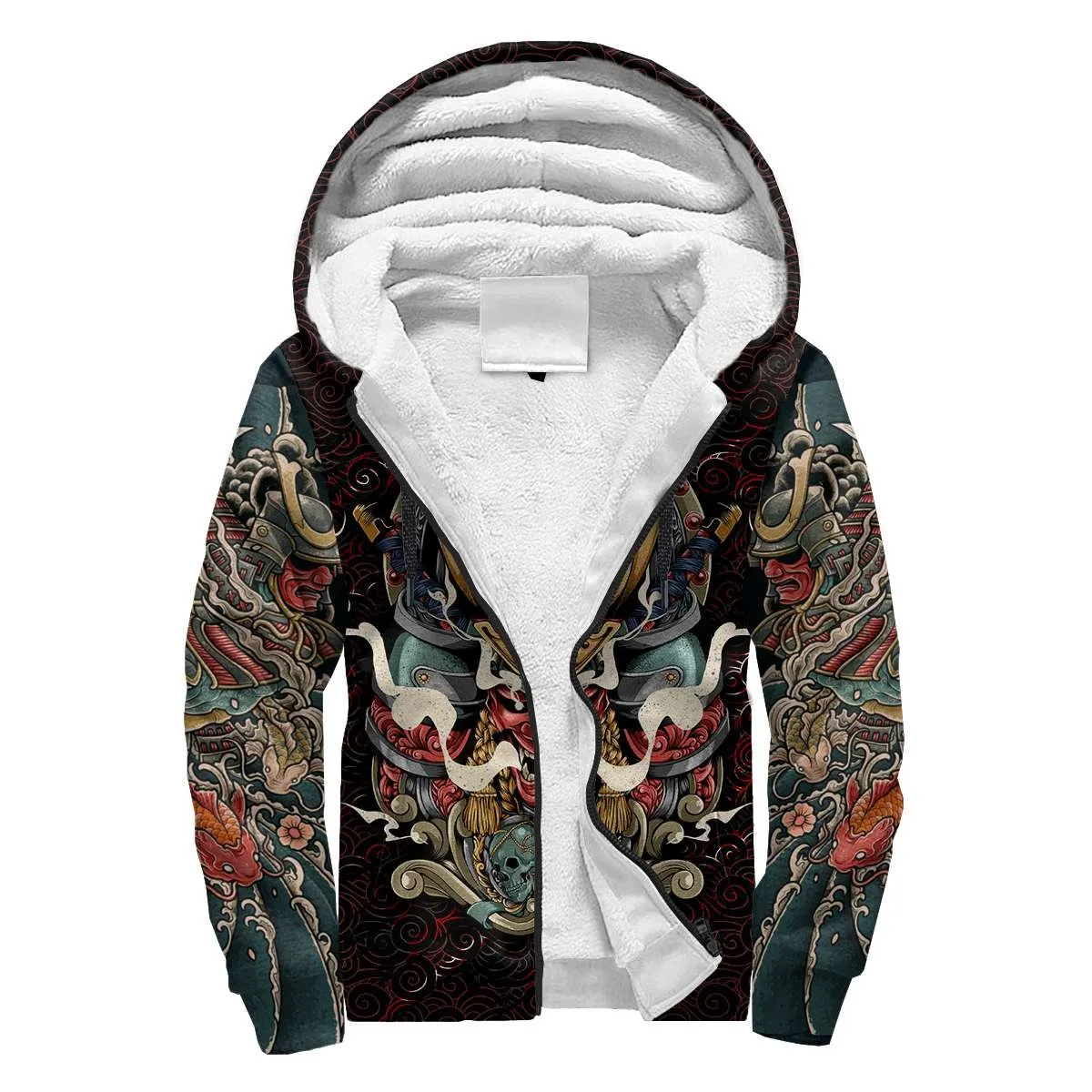 Tattoo Pattern 3D-Printed Winter Zipped Hoodie