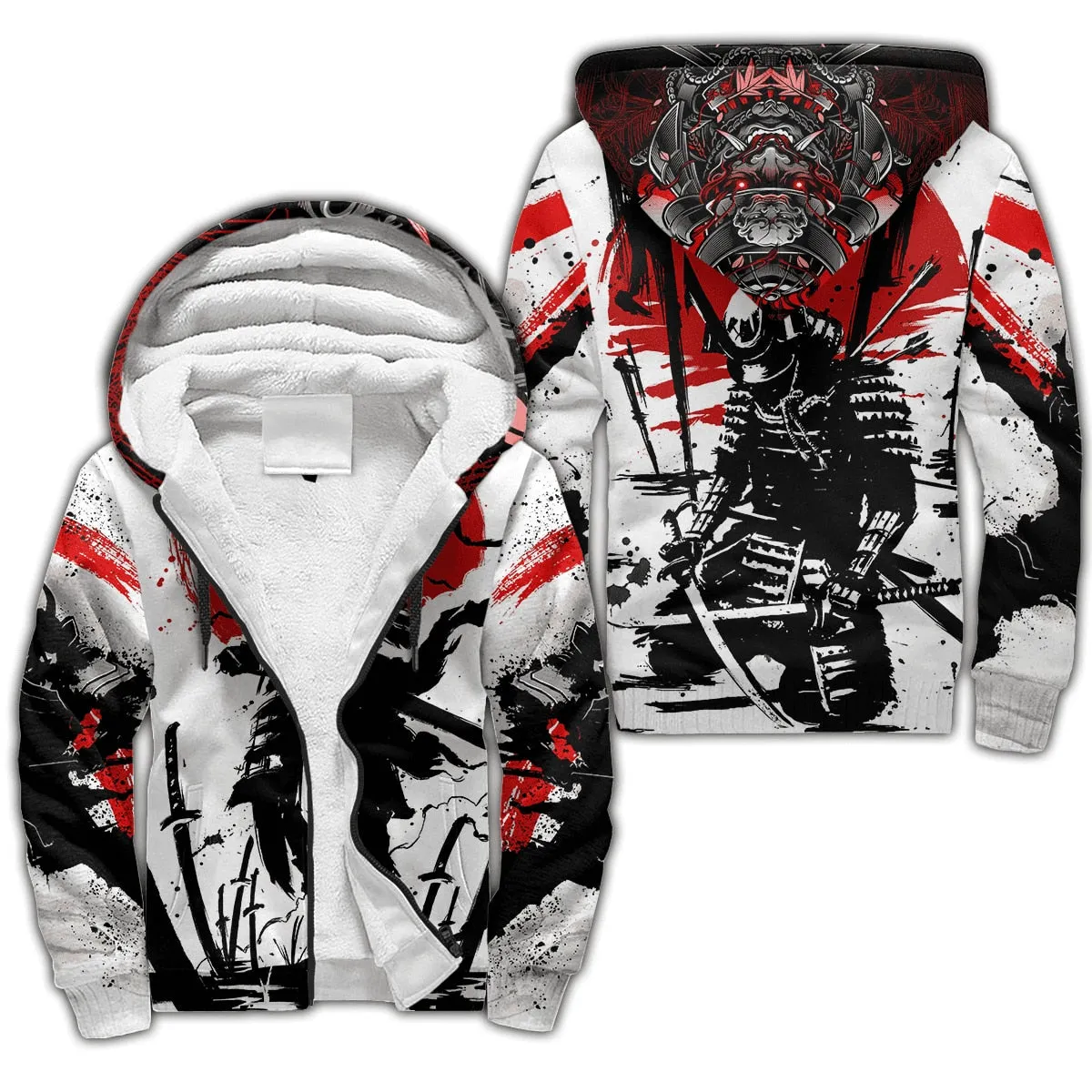 Tattoo Pattern 3D-Printed Winter Zipped Hoodie