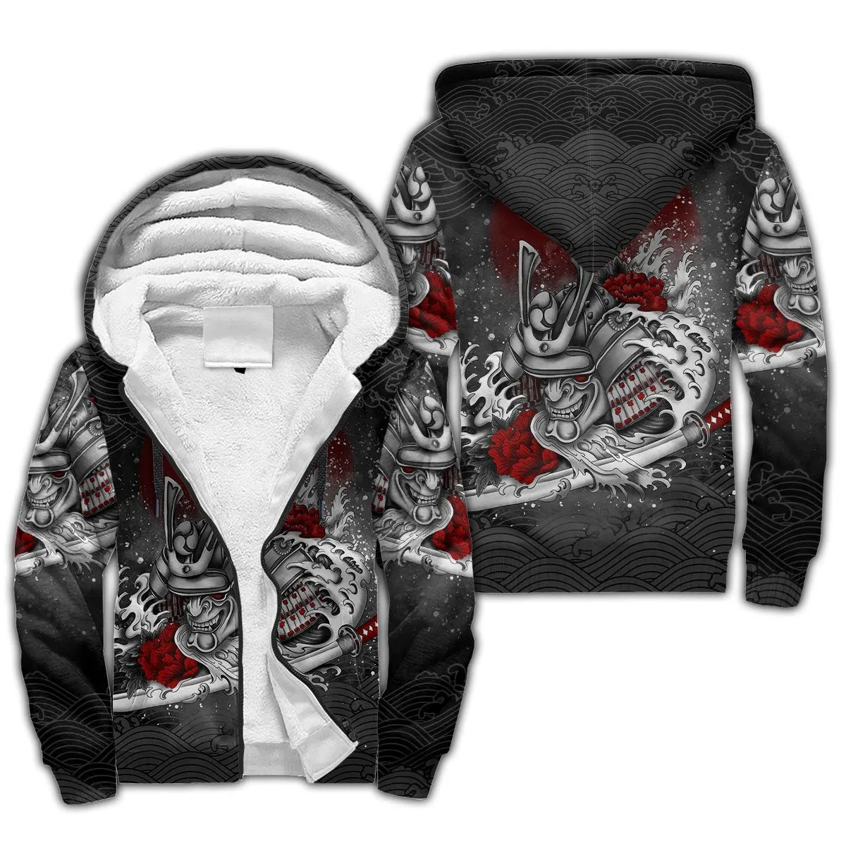 Tattoo Pattern 3D-Printed Winter Zipped Hoodie