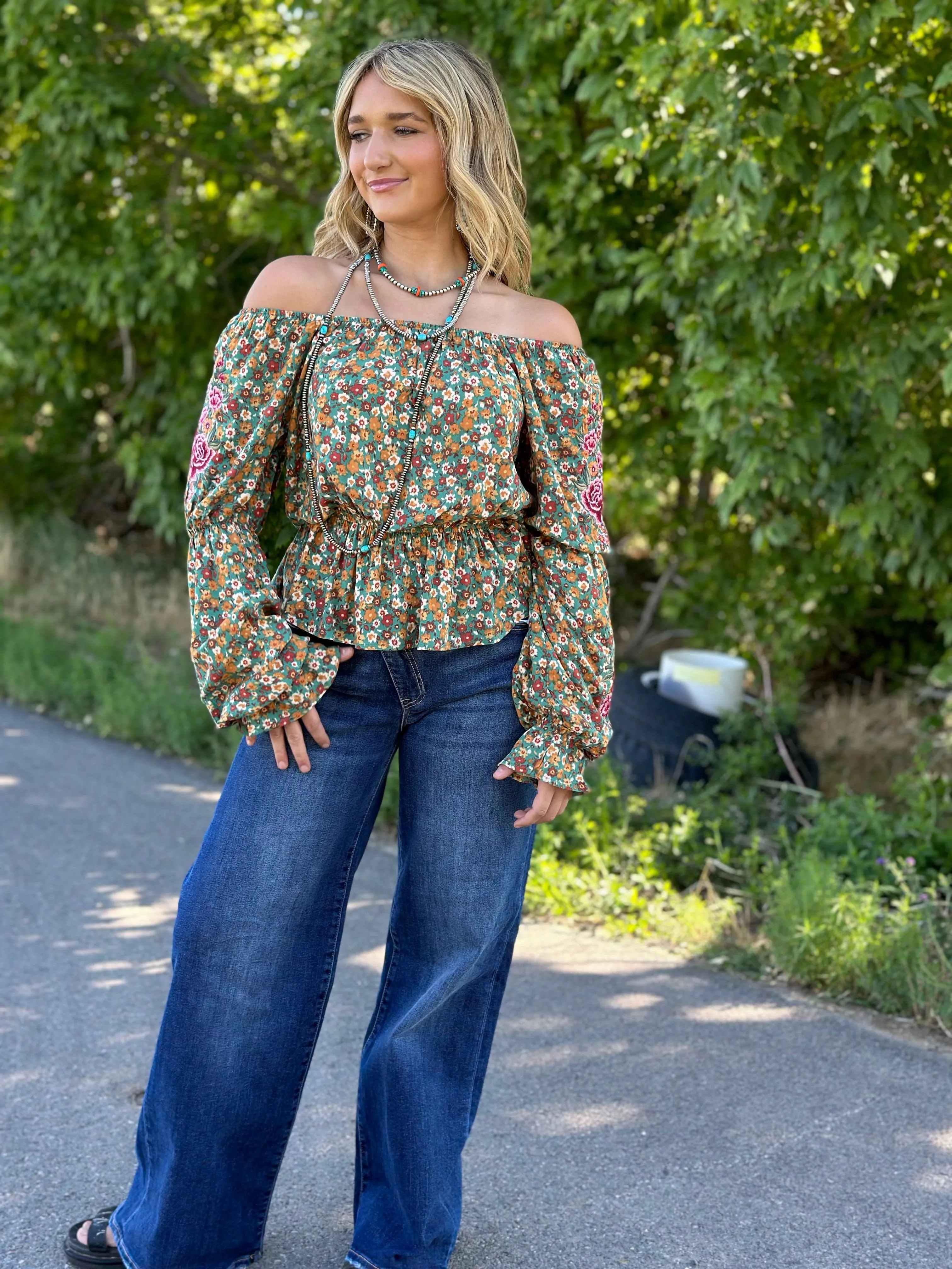 The Colors Of Fall Embroidered Top