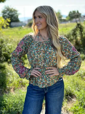 The Colors Of Fall Embroidered Top