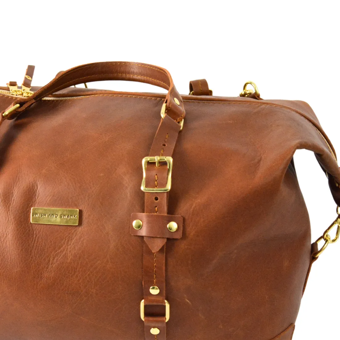 The Covet Genuine Leather Duffel - Warm Tan