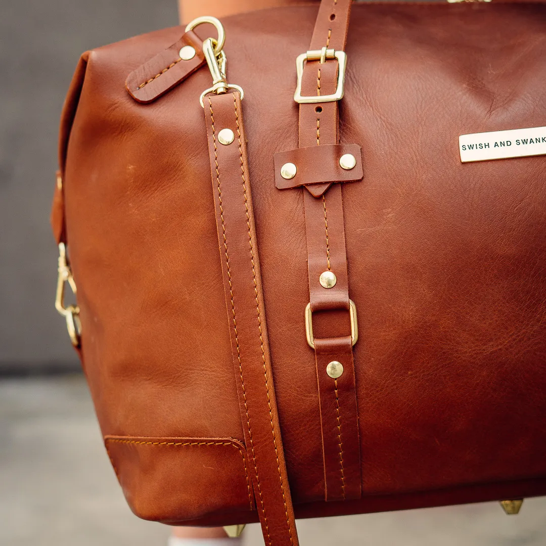 The Covet Genuine Leather Duffel - Warm Tan